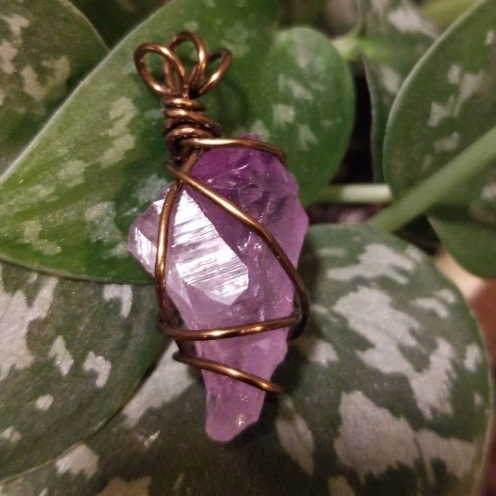 SOLD!! -Raw Amethyst Hand Wrapped Healing Necklace